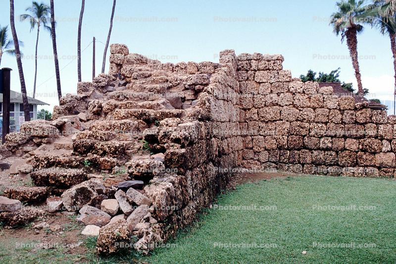 Stone, Ruins, The Old Fort, Coral Blocks, Lahaina, Maui