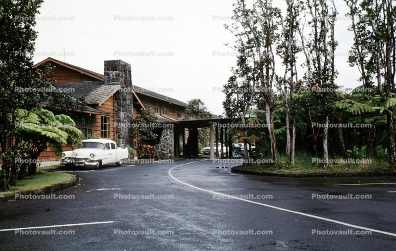 Volcano House Hotel, building, 1955 Cadillac, car, 1960s