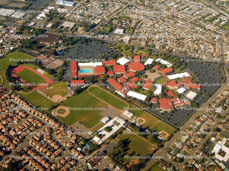 Chabot College, Red Roofs, Fields, College, Urban Sprawl, Hayward