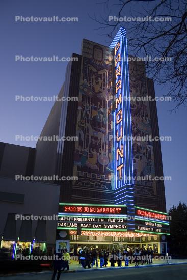 Paramount Theater, Downtown Oakland, Twilight, Dusk, Dawn