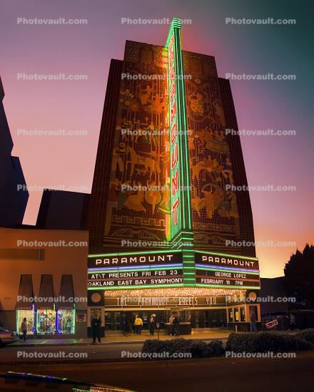 Paramount Theater, Downtown Oakland, Twilight, Dusk, Dawn