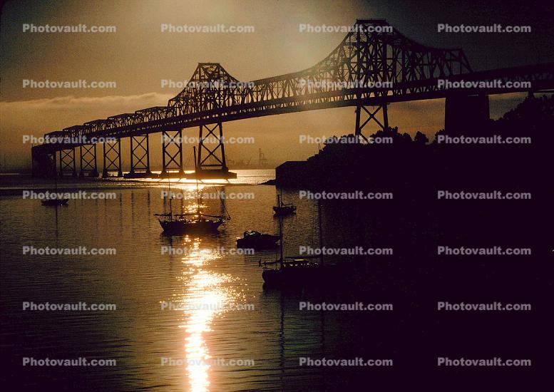 Sunset, Bridge, Harbor, San Francisco Oakland Bay Bridge