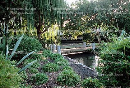 Gardens, Footbridge, Path, Shrub, Sunnyvale, Silicon Valley