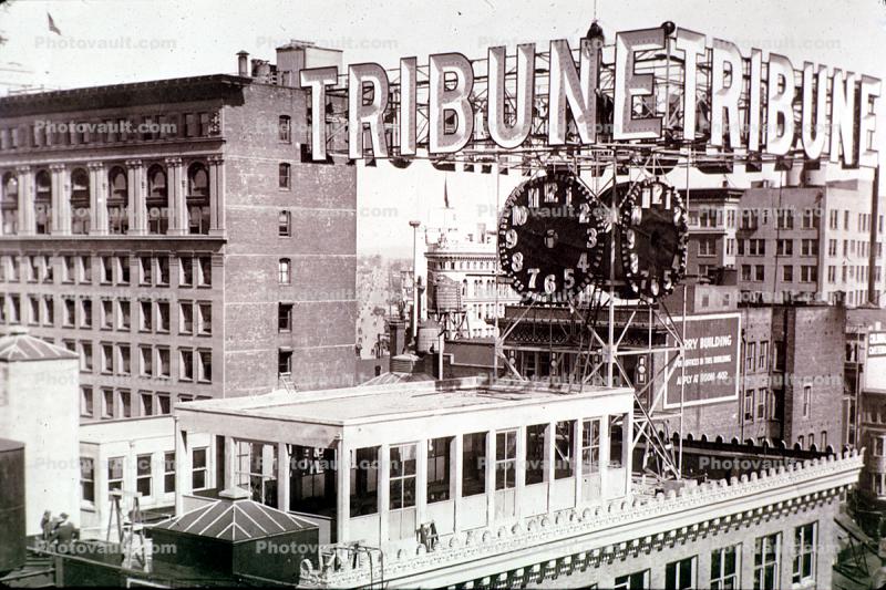 Tribune Tower, building, clock, historic buildings