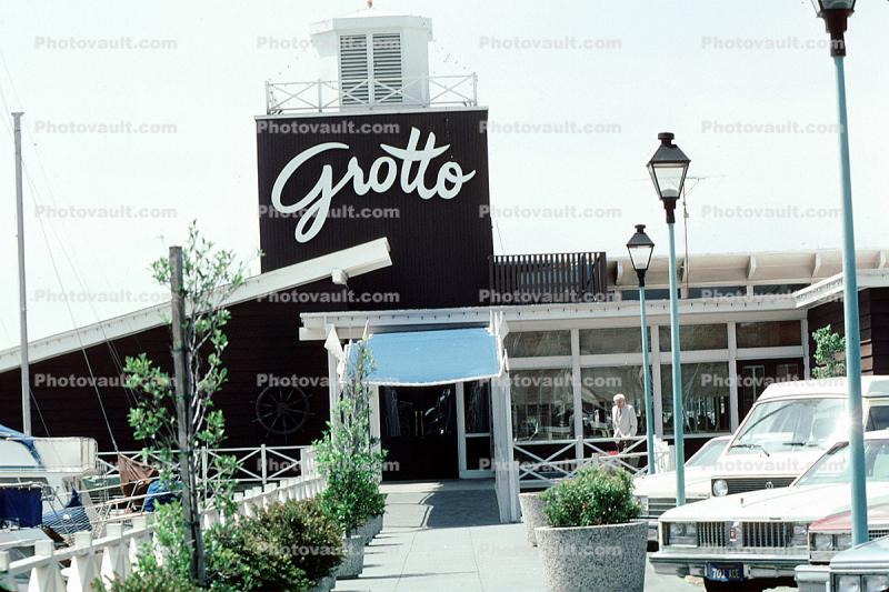 Grotto, restaurant, building, cars, 1980s