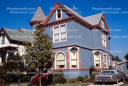 car, driveway, house, home, front yard, victorian, Building, domestic, domicile, residency, housing