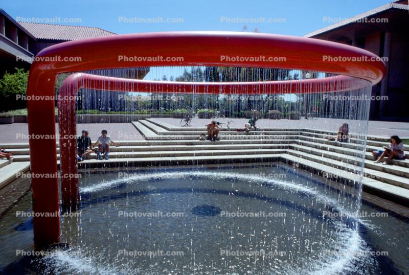 Shumway Red Hoop Fountain, Escondido Mall, Stanford University