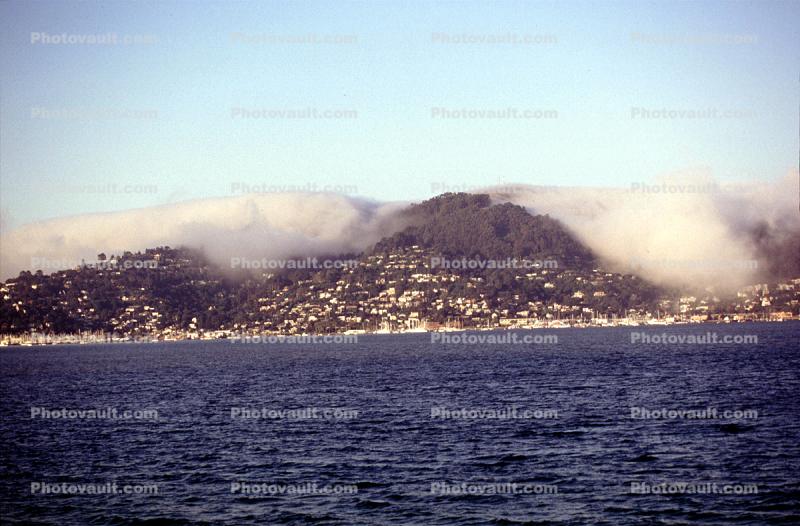 Sausalito, fog, hills, coastal, coastline