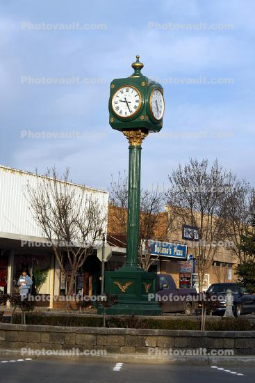 Clock Tower, Wasco, Kern County, outdoor clock, outside, exterior, building, roman numerals