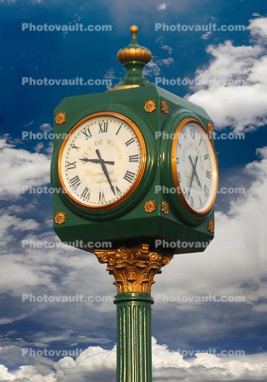 Clock Cube, tower, Wasco, Kern County, outdoor clock, outside, exterior, building, roman numerals
