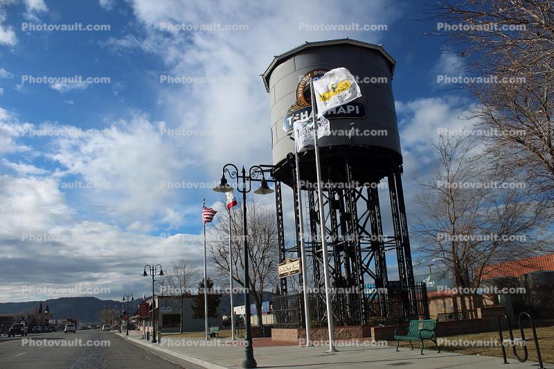 Water Towers, flags, sidewalk, Water Tower, Railroad Park