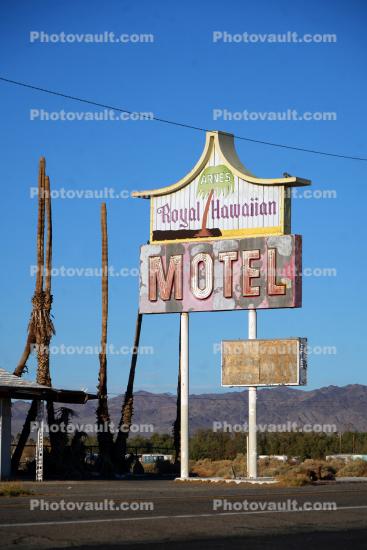 Royal Hawaiian Motel sign, dilapidated