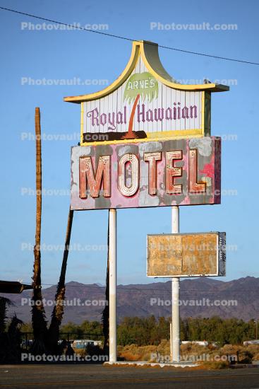 Royal Hawaiian signage Motel, dilapidated