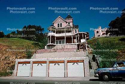 Building, Mansion, Garage Doors, home, house, steps, balcony, 14 February 1988