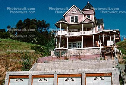 Building, Mansion, Garage Doors, home, house, steps, balcony, 14 February 1988