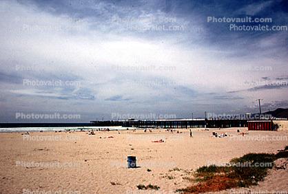 Pier, sand, clouds, Pismo Beach