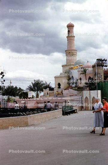 Indio Date Festival, Mosque, building, minaret, 1955, 1950s