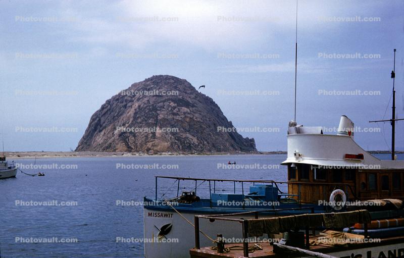 Harbor, Missawit Fishing Boat, Morro Rock, Bay, June 1958, 1950s