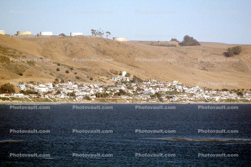 Estero Bay, Cayucos, Oil Tanks, Hills, Pacific Ocean