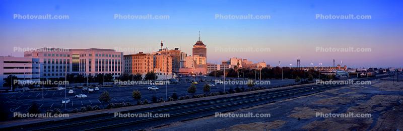 Fresno Skyline, Panorama, Twilight, Dusk, Dawn