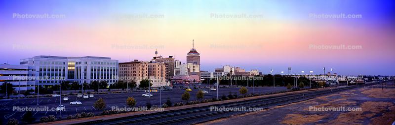 Fresno Skyline, Panorama, Twilight, Dusk, Dawn
