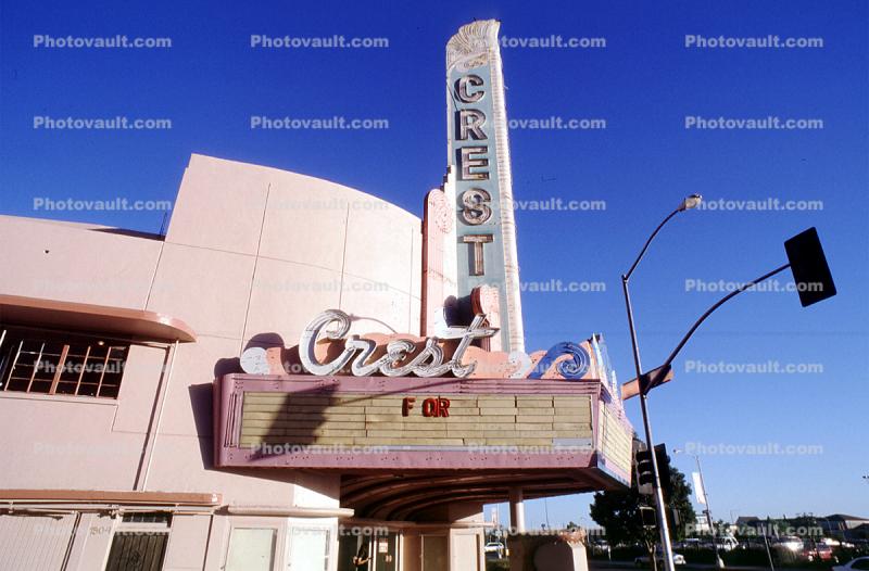 Crest Theater, Art Deco, art-deco, marquee