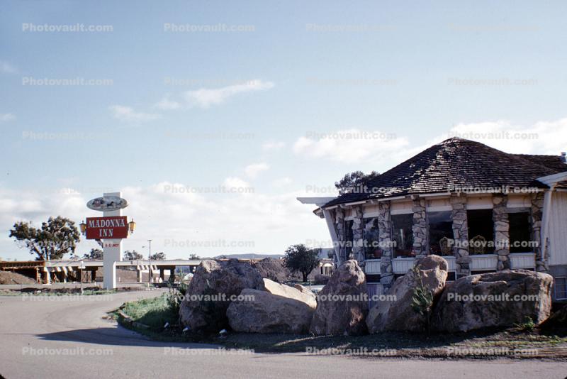 Madonna Inn, hotel, motel, building, March 1963, 1960s