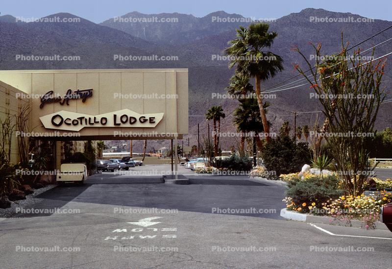 Gene Autrys Ocotillo Lodge, Palm Springs, landmark building, March 1964, 1960s