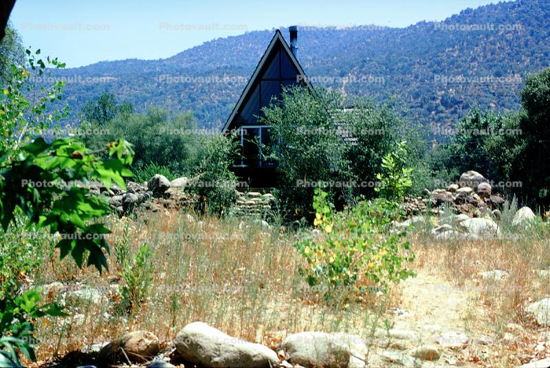 A-frame house, vacation home, house, building, 1960s