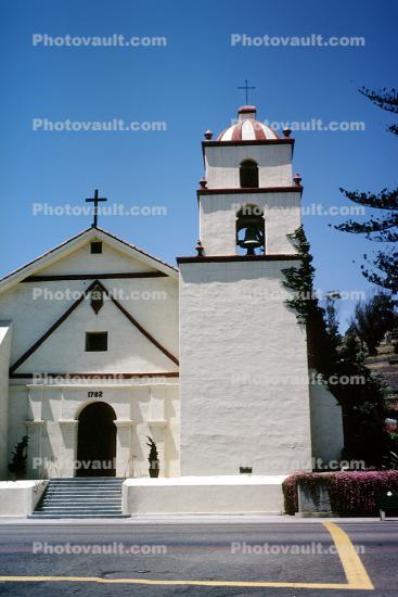 Bell Tower, building, cross, Mission San Buenaventura, Ventura County