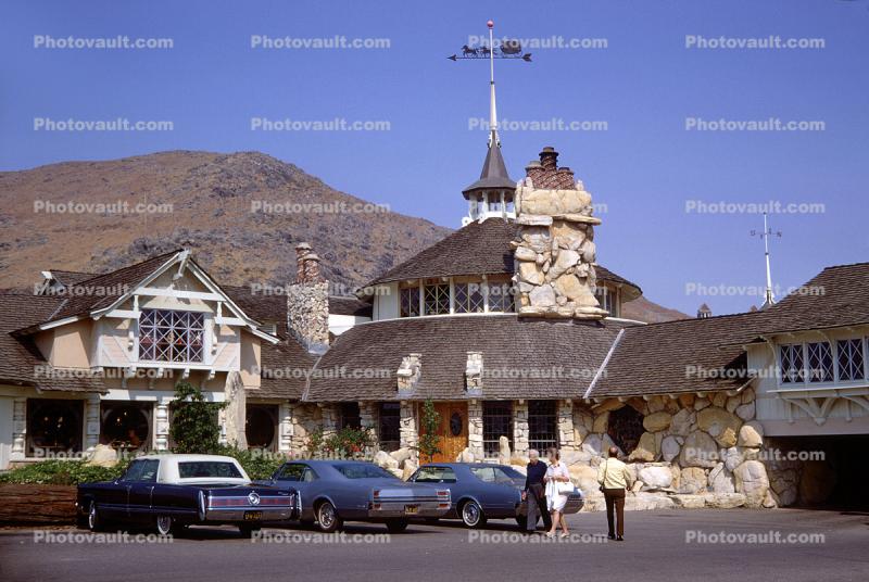 Madonna Inn, Landmark, Stone, Mast, Cars, Chrysler Imperial, December 1968