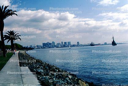 Harbor Island, Navy Ship, Skyline, 1970, 1970s