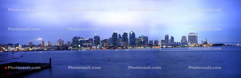San Diego Skyline, Panorama, Twilight, Dusk, Dawn
