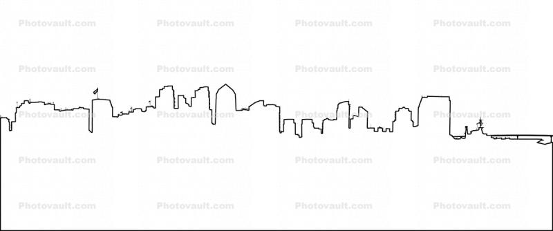 San Diego Skyline Outline, line drawing