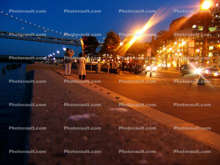 San Francisco Oakland Bay Bridge, Twilight, Dusk, Dawn, The Embarcadero