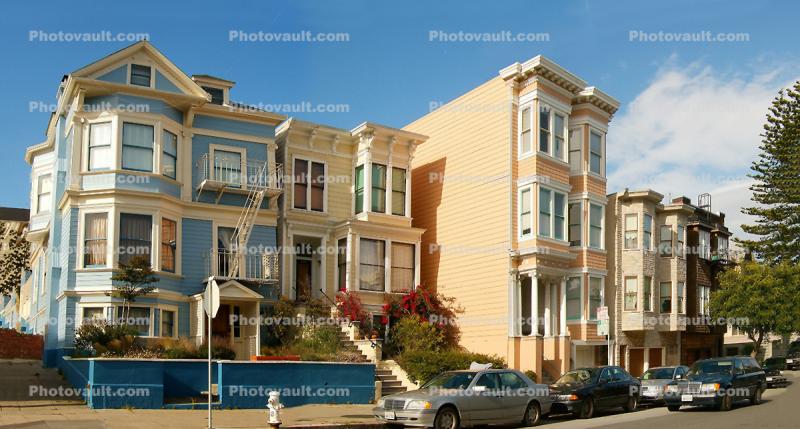 Panorama of Victorian Houses, Pacific Heights, Pacific-Heights