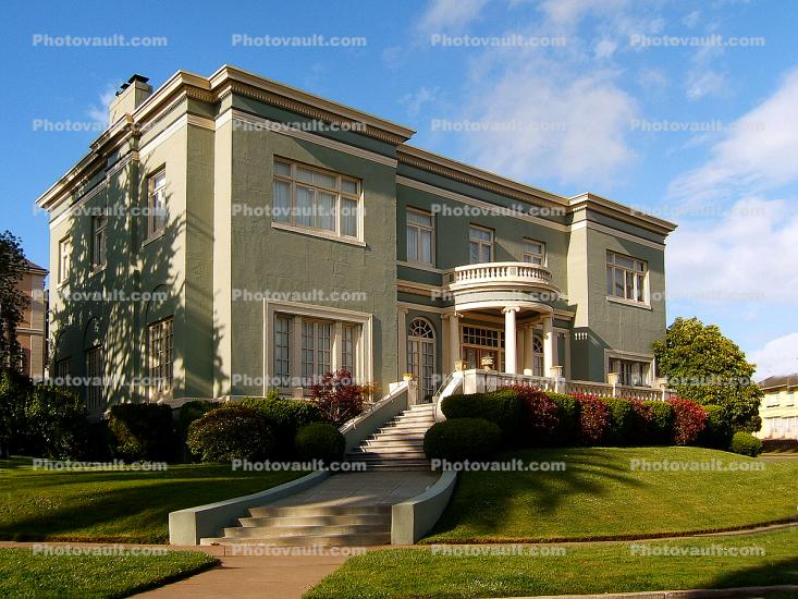 building, mansion, lawn, stairs, steps, porch, Mansion at the Presidio Terrace loop