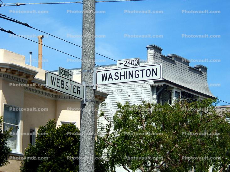 Webster and Washington Street Name sign, Pacific Heights, Pacific-Heights