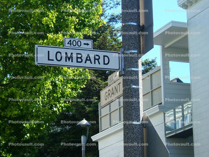 Lombard Street, Telegraph Hill, Name sign