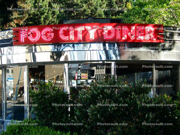Fog City Diner, the Embarcadero, art-deco, building, detail