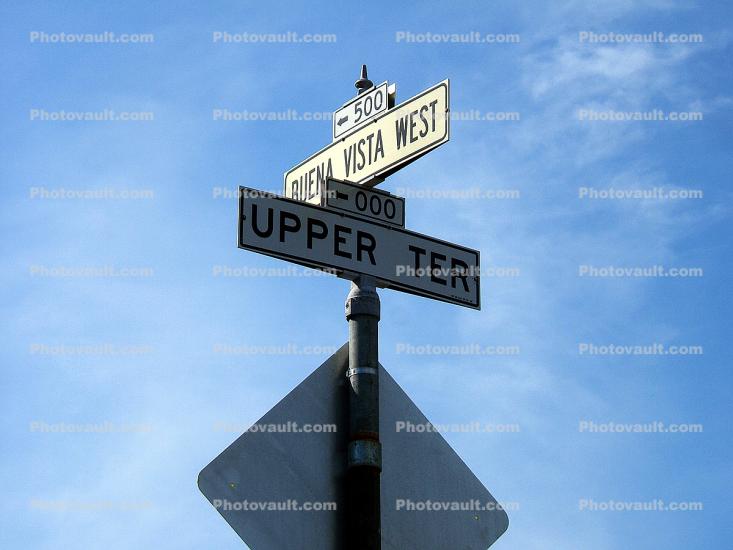 Upper Haight district, Buena Vista West, Upper Ter., Street Sign