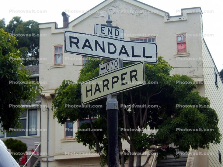 Diamond Heights, Randall, Harper, streets, sign, signage