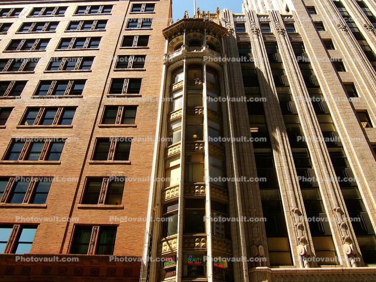 thin narrow building, The Heineman Building, Skinniest, skinny, 130 Bush Street, Financial District, Gothic revival, detail, June 2005