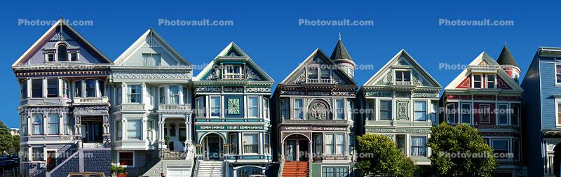 Row of Victorian Houses, Haight Ashbury District, Panorama, June 2005
