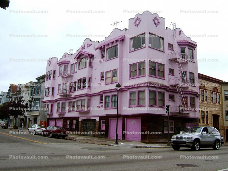 Purple Ornate Architecture, Building, Garage, Car, intersection