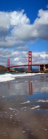 Baker Beach, sand, ocean, clouds, Golden Gate Bridge