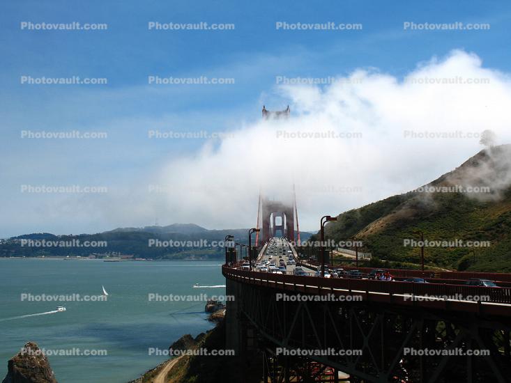 Golden Gate Bridge in the summer fog
