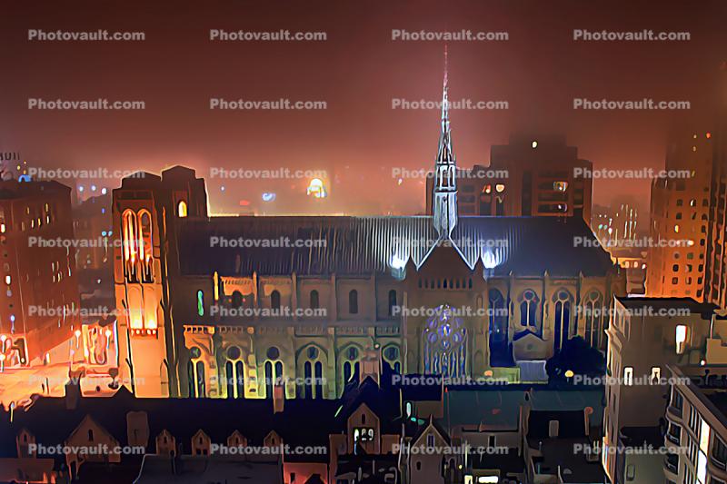 Transcendental Grace Cathedral in the Night, Paintography