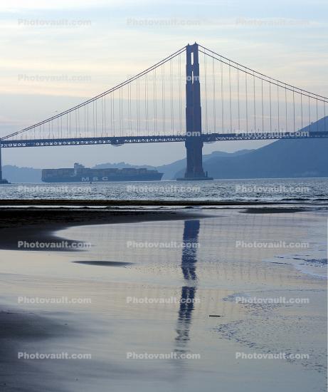 Golden Gate Bridge Reflection on the Sand