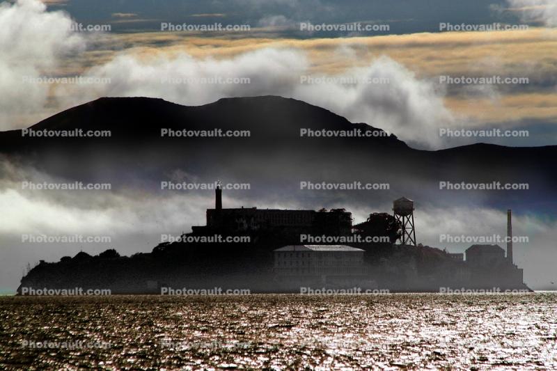 Alcatraz in the Mystical Fog and Clouds